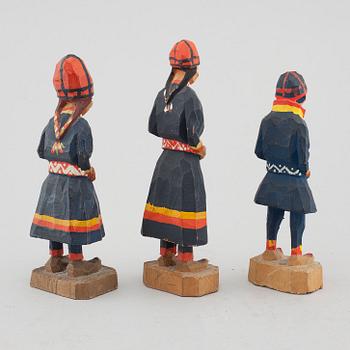 Three wooden figures by Georg Jonsson, signed GJ.