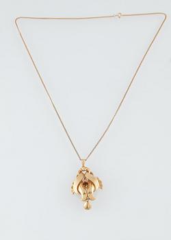 HÄNGE SAMT ÖRHÄNGEN, 18K guld, Ceson, Göteborg 1954. Vikt 15,0 gram.