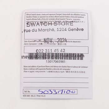 Swatch/Omega, MoonSwatch, Mission to the Moon, chronograph, wristwatch, 42 mm.