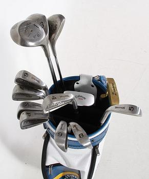 GOLFBAG, 13 delar, sent 1900-tal.