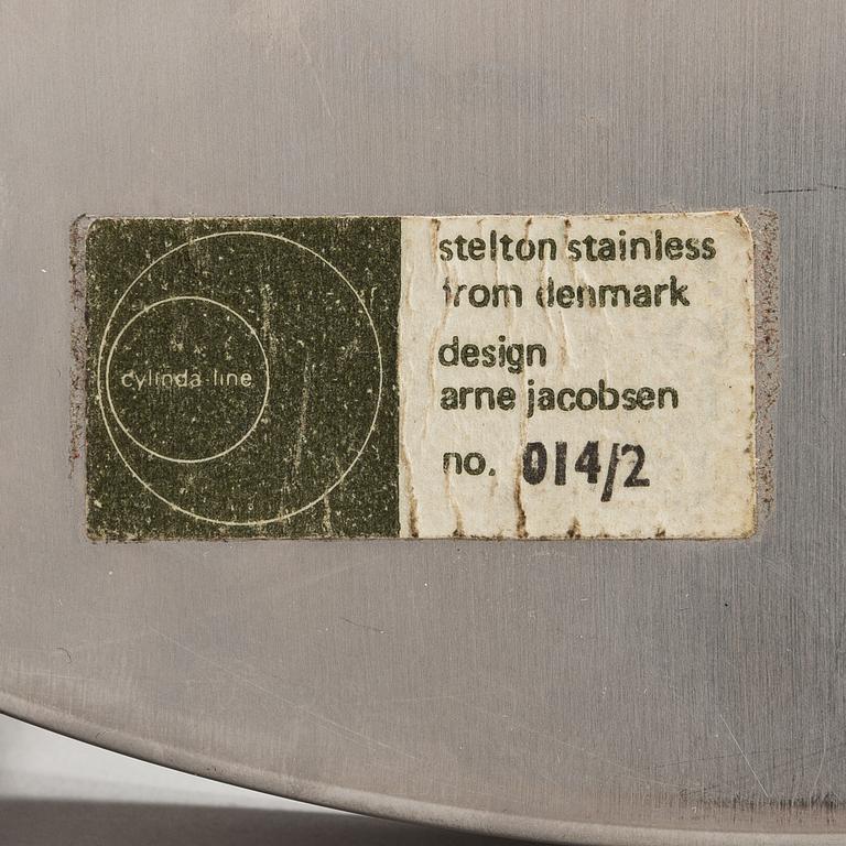Stelton, 3 osaa, Arne Jacobsen, "Cylinda-Line" ja Erik Magnussen, jääpalakulho, Tanska, 1960-70-luku.