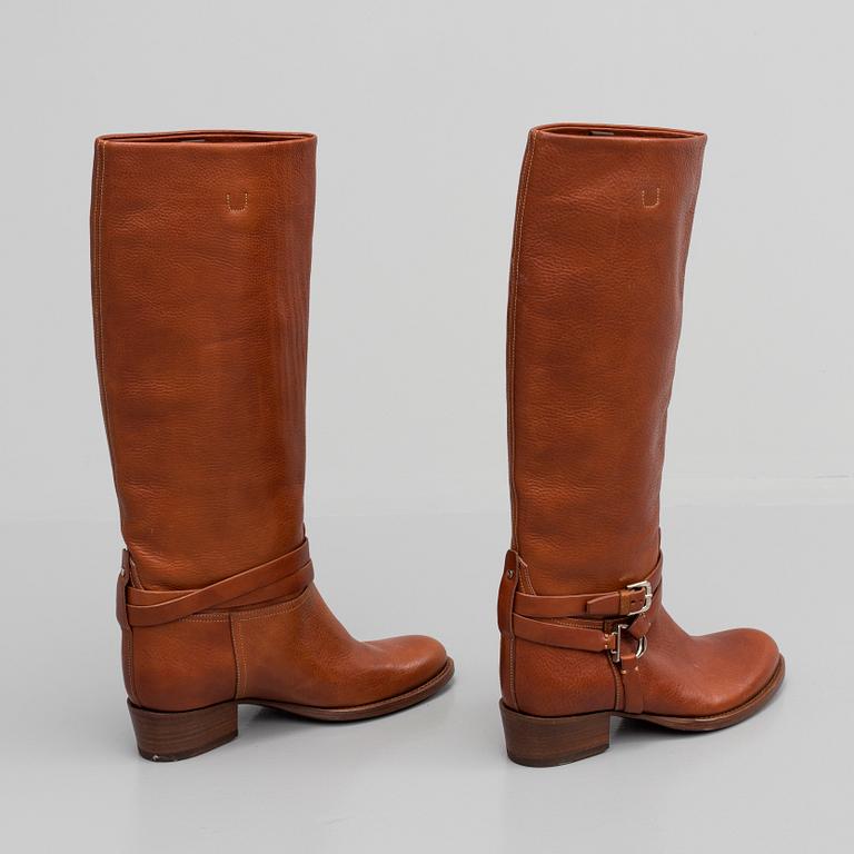 A pair of leatherboots/wellingtons by Ralph Lauren.