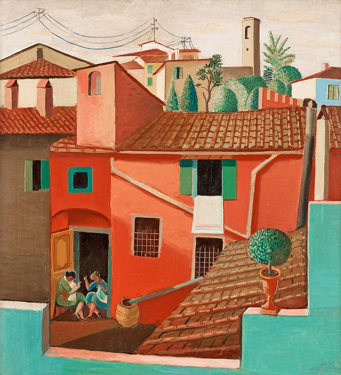 Leander Engström, "Grannarnas hus", Motif from Settignano, Italy.