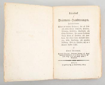 BOK, "Lärobok i Bränneri-Handteringen...", Sven Brisman, 1812.