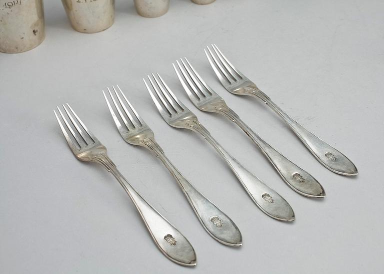 PARTI SILVER, 12 delar, bland annat K. Anderson, Stockholm, 1915, total vikt ca 610g.
