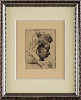 Carl Larsson · CARL LARSSON, etching, 1911, signed C.L. with pencil. "Dr Axel L. Romdahl".