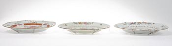 TALLRIKAR, 7 st, porslin, Kina, 1700-tal.