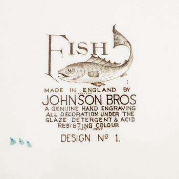 Fish service, 26 pieces, earthenware, "Fish", Johnson Bros, England.