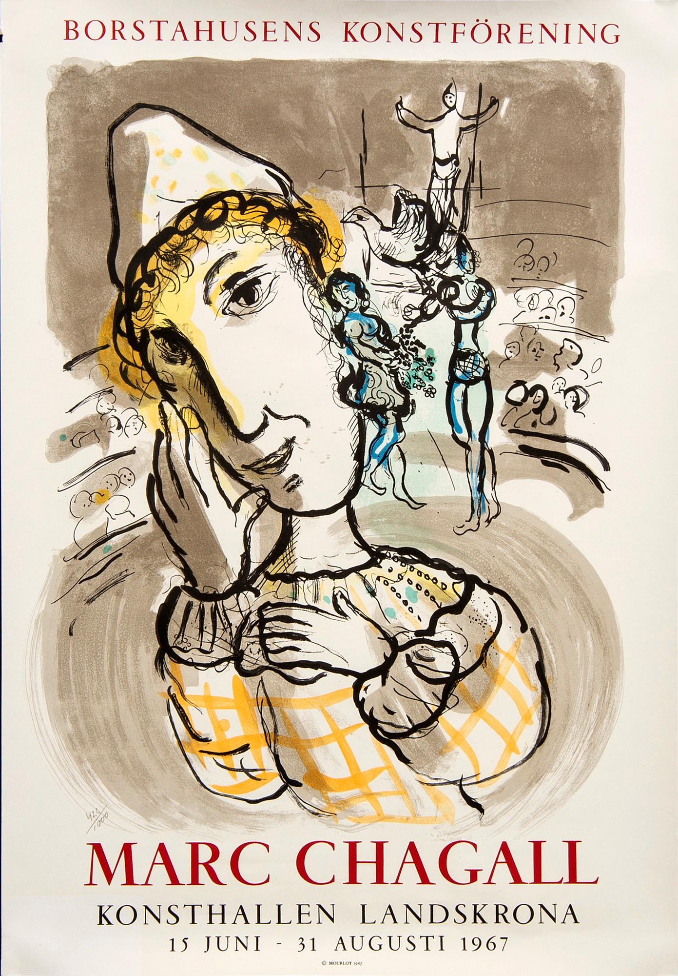 Marc Chagall, Exhibition poster, Lund Art Gallery 1967, numbered.