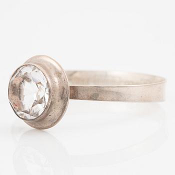 Arm ring, Åke Lindström, sterling silver with rock crystal.