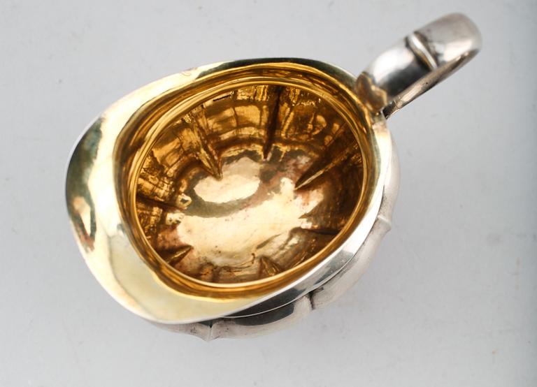 GRÄDDKANNA, silver, Gustaf Möllenborg, Stockholm, 1843. Vikt ca 173 g.