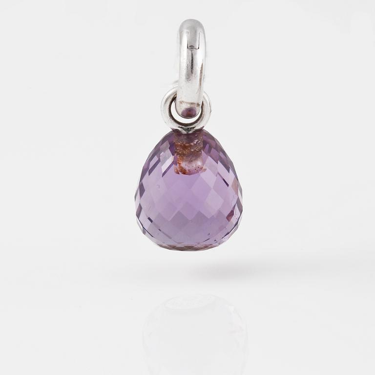 BERLOCK, 18K vitguld med briljantslipad diamant och fasettslipad ametist, "Sweet drops", Ole Lynggaard. Vikt 4,0 gram.