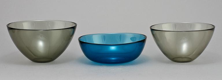 SKÅLAR, 5 st samt ISHINK, glas, "Fuga", Sven Palmqvist, Orrefors, 1900-talets andra hälft.