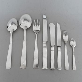 BESTICKUPPSÄTTNING, 103 delar, silver, "Rosenholm", GAB, 1900-talets slut. Total vikt ca 3945 g.