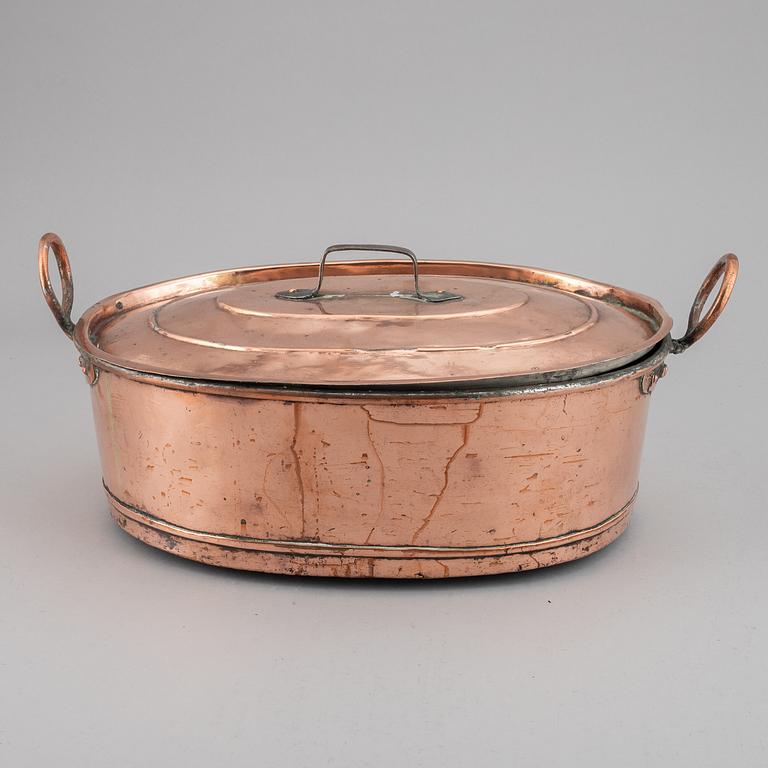 A 19th century copper fish pan.