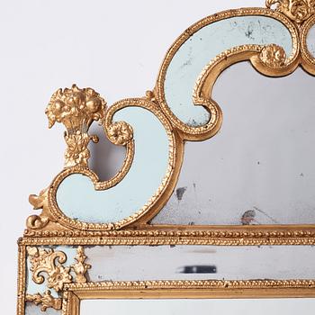 A Swedish late Baroque mirror in the manner of Burchardt Precht (active in Stockholm 1674-1738).