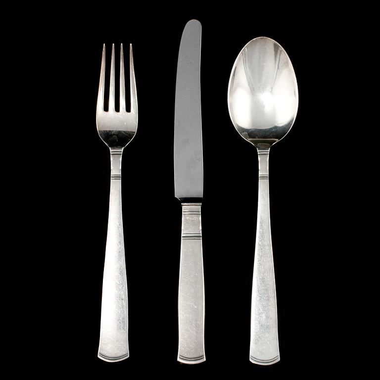 BESTICK, 18 st, silver, "Rosenholm", Jacob Ängman, GAB, 1900-talets andra hälft, vikt 820 g.