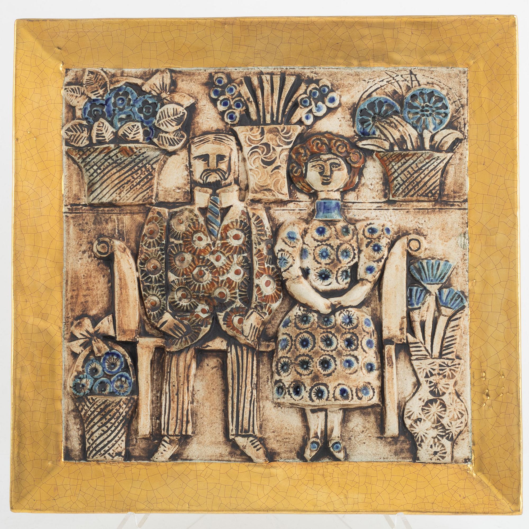 Lisa Larson, plaque, Gustavsberg, second half of the 20th century.