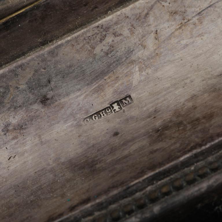 KOLONNLJUSSTAKAR, ett par, nysilver, C G Hallberg, Stockholm, 1900-talet första hälft.