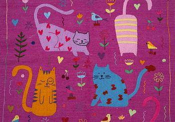 Matta, handbroderad Kelim, ca 182 x 118 cm.