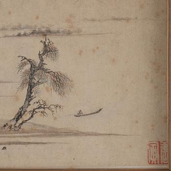 Two Chinese paintings, watercolour and ink on paper, Qing dynasty (1664-1912).