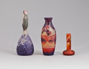 VASER, 3 st, glas, jugend, bla Gallé, Frankrike.