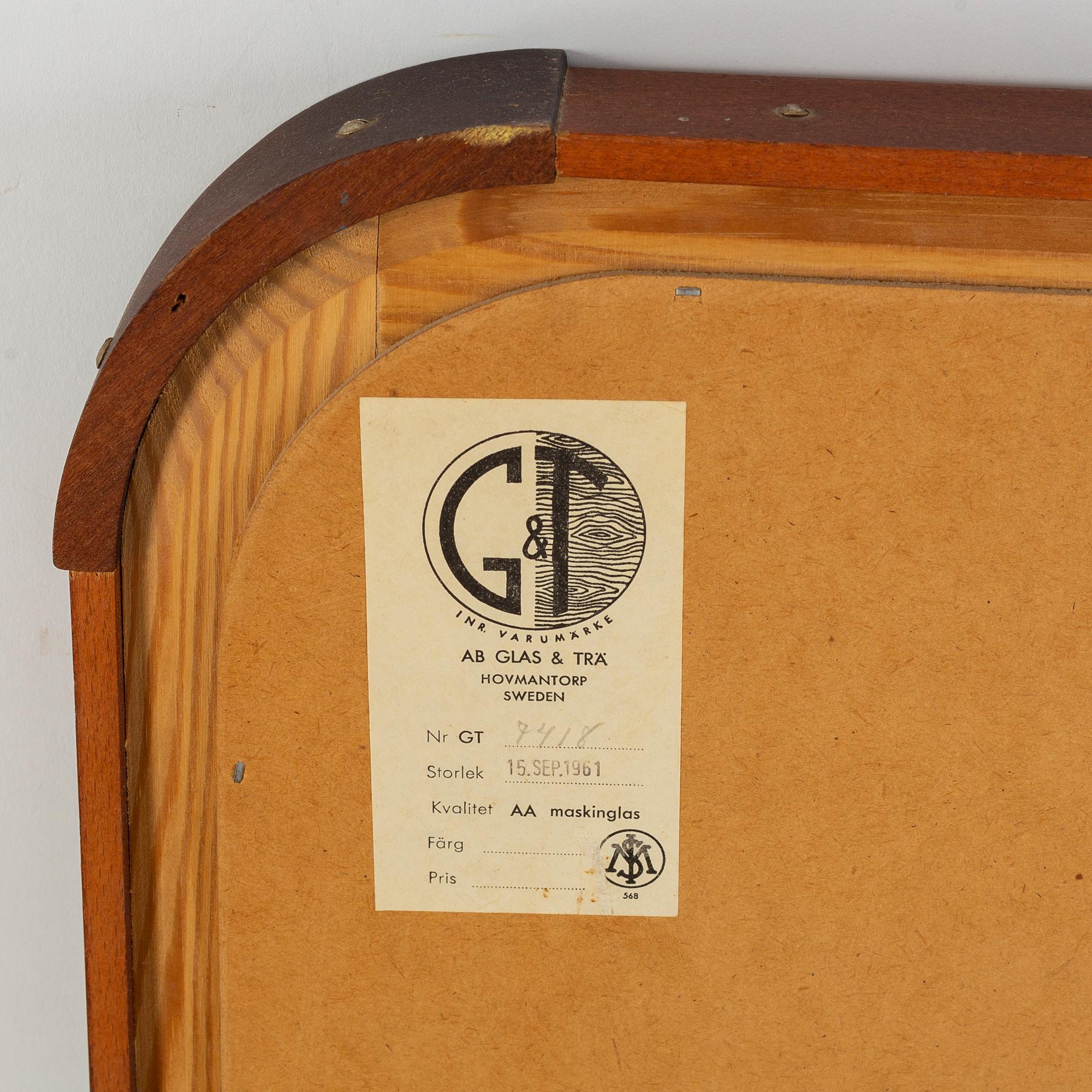 A mirror from Glas & Trä, dated 1961.