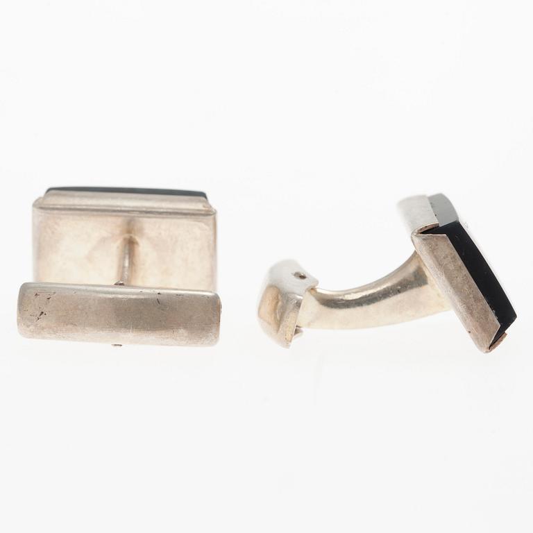MANSCHETTKNAPPAR, silver, falköga, OM, Helsinki 1968.
