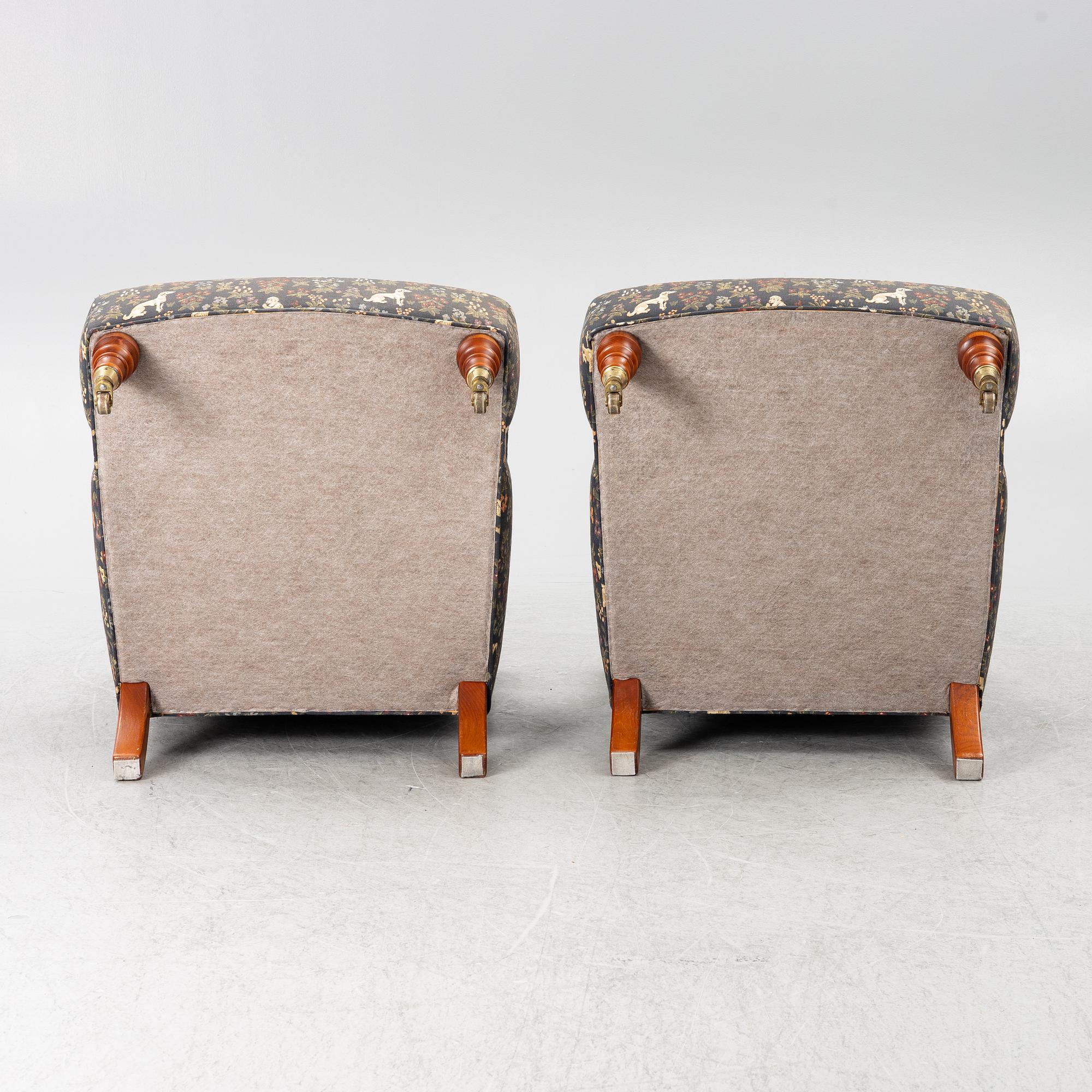 Armchairs, a pair, model no. 3591, purchased from Svenskt Tenn.