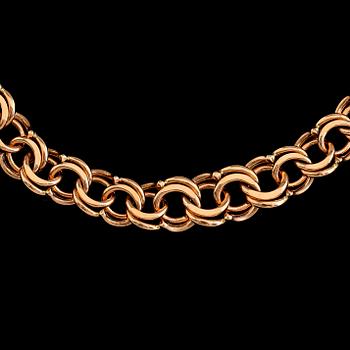 HALSKEDJA, 18 k guld, bismarcklänk. Vikt ca 15 gram.