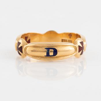 Ring, Freemasonry ring, 18K gold and enamel.
