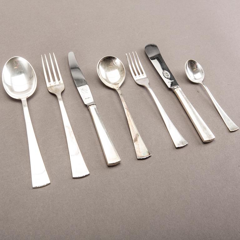A Swedish set of 94 pcs of silver cutlery mark of CG Hallberg Stockholm 1940s total weight 2560 gr.