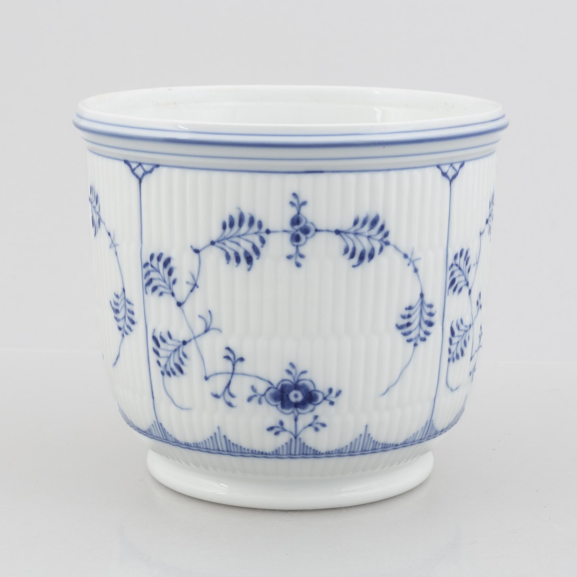 Ytterfoder / kruka, porslin, "Musselmalet", Royal Copenhagen, modell 122, 1898-1923.