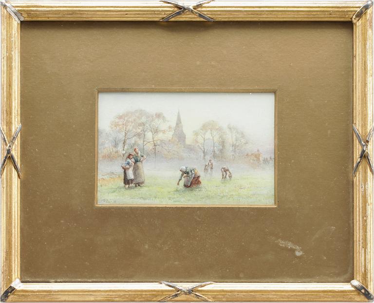 OKÄND KONSTNÄR, akvarell, monogramsignerad PR, England, omkring år 1900.