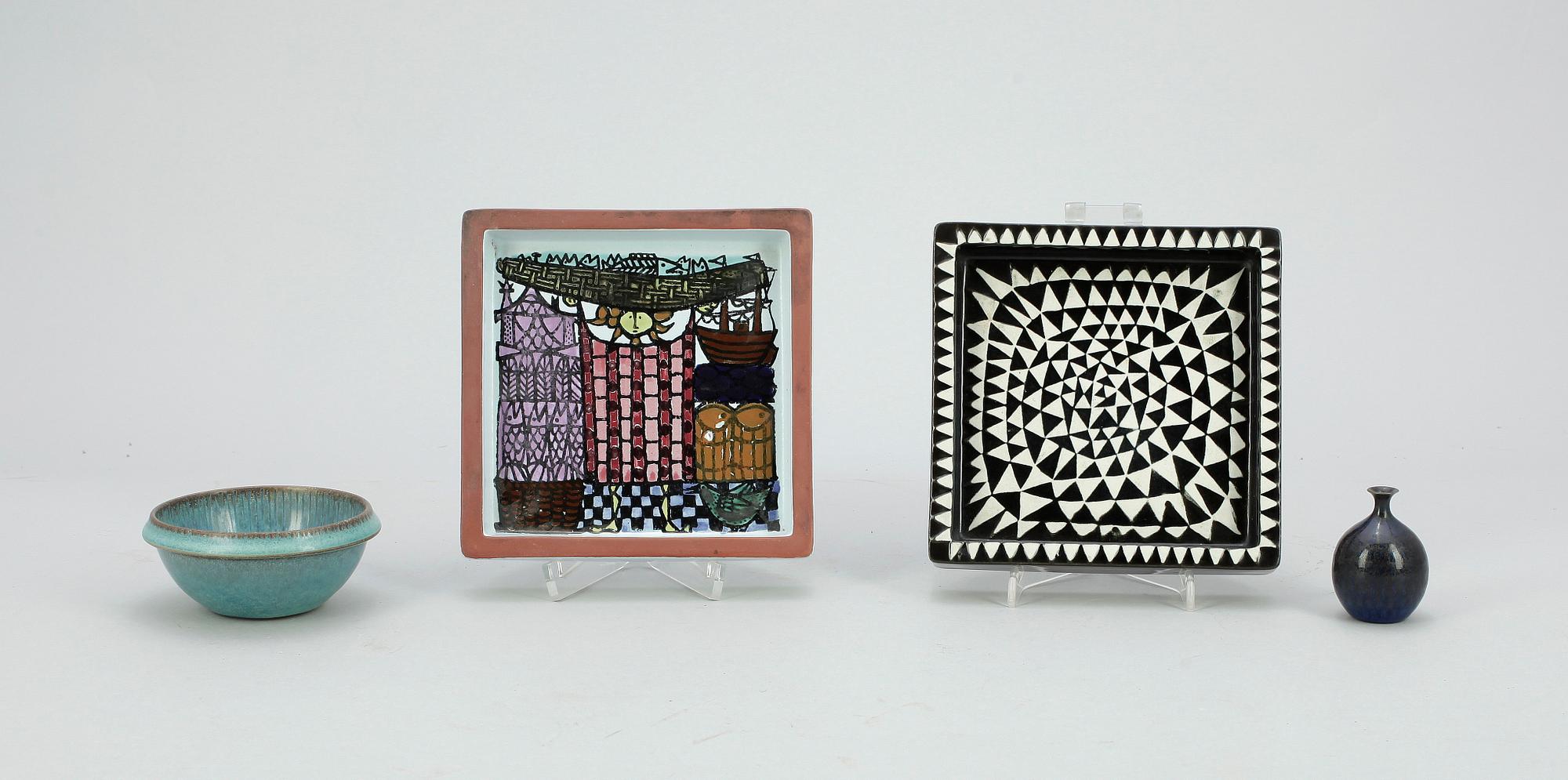 PARTI KERAMIK, 4 delar, bla "Domino", Stig Lindberg, Gustavsberg, 1900-tal.