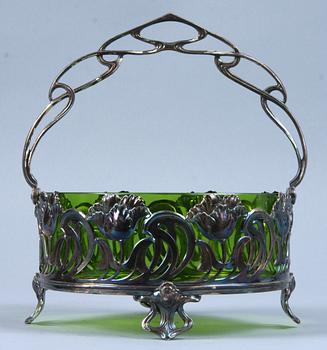 SKÅL, vitmetall och glas, jugend, WMF, runt sekelskiftet 1800/1900.