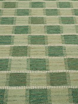 Barbro Nilsson, A CARPET, Schackrutan grön", flat weave, ca 267 x 206,5 cm, signed AB MMF BN.