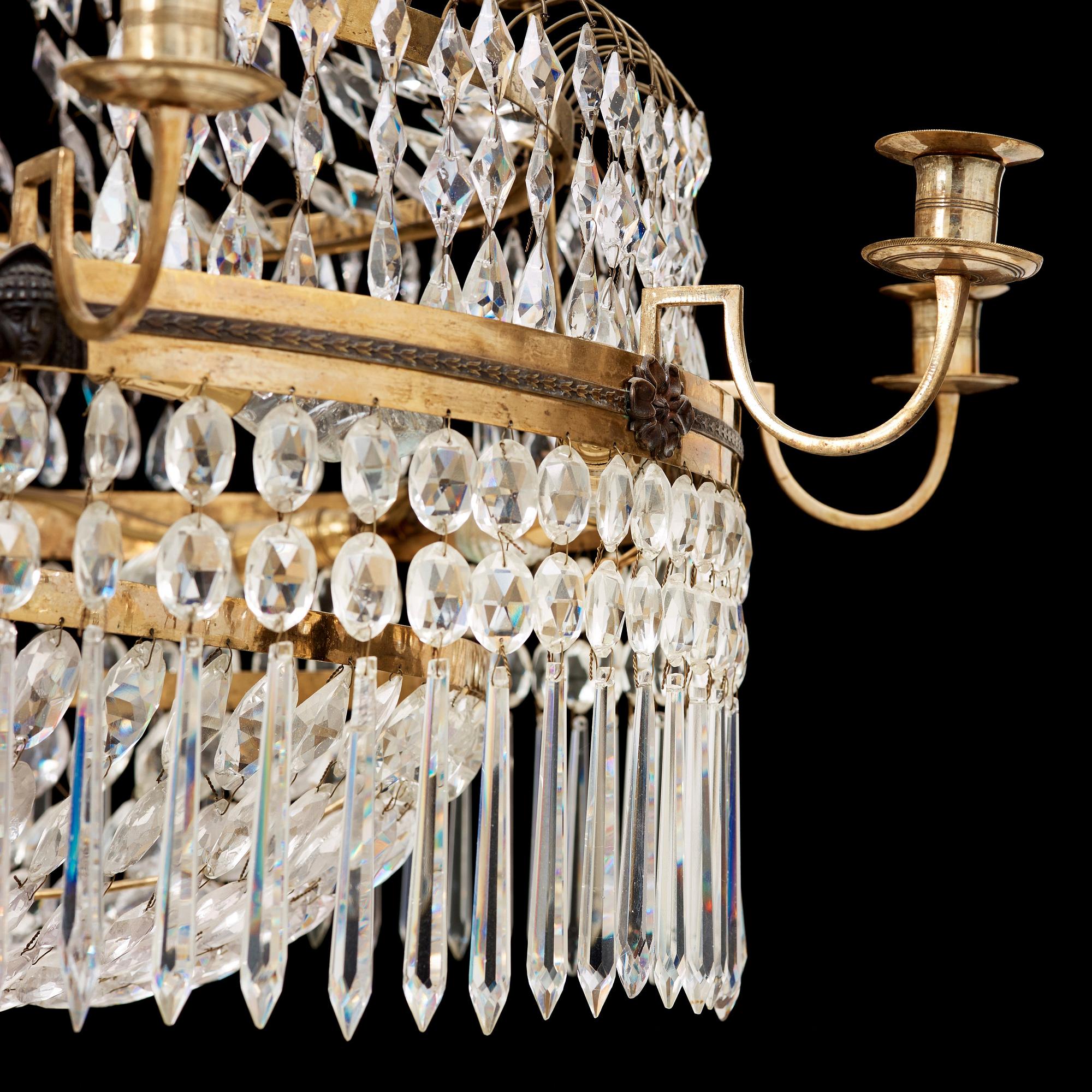 A late Gustavian fifteen-light chandelier by C. H. Brolin (1765-1832).