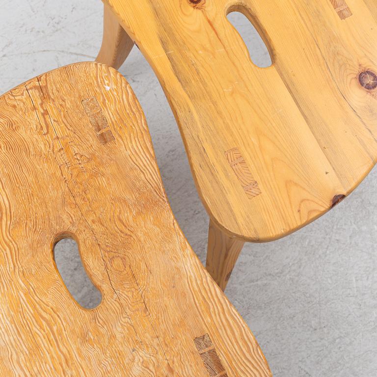 A pair of pine stools by Rune Larssson Ambjörby.