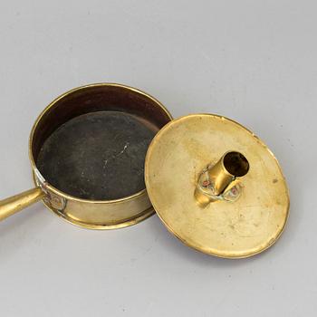 LJUSSTAKE, sk stumpastake, mässing, 1700-tal.
