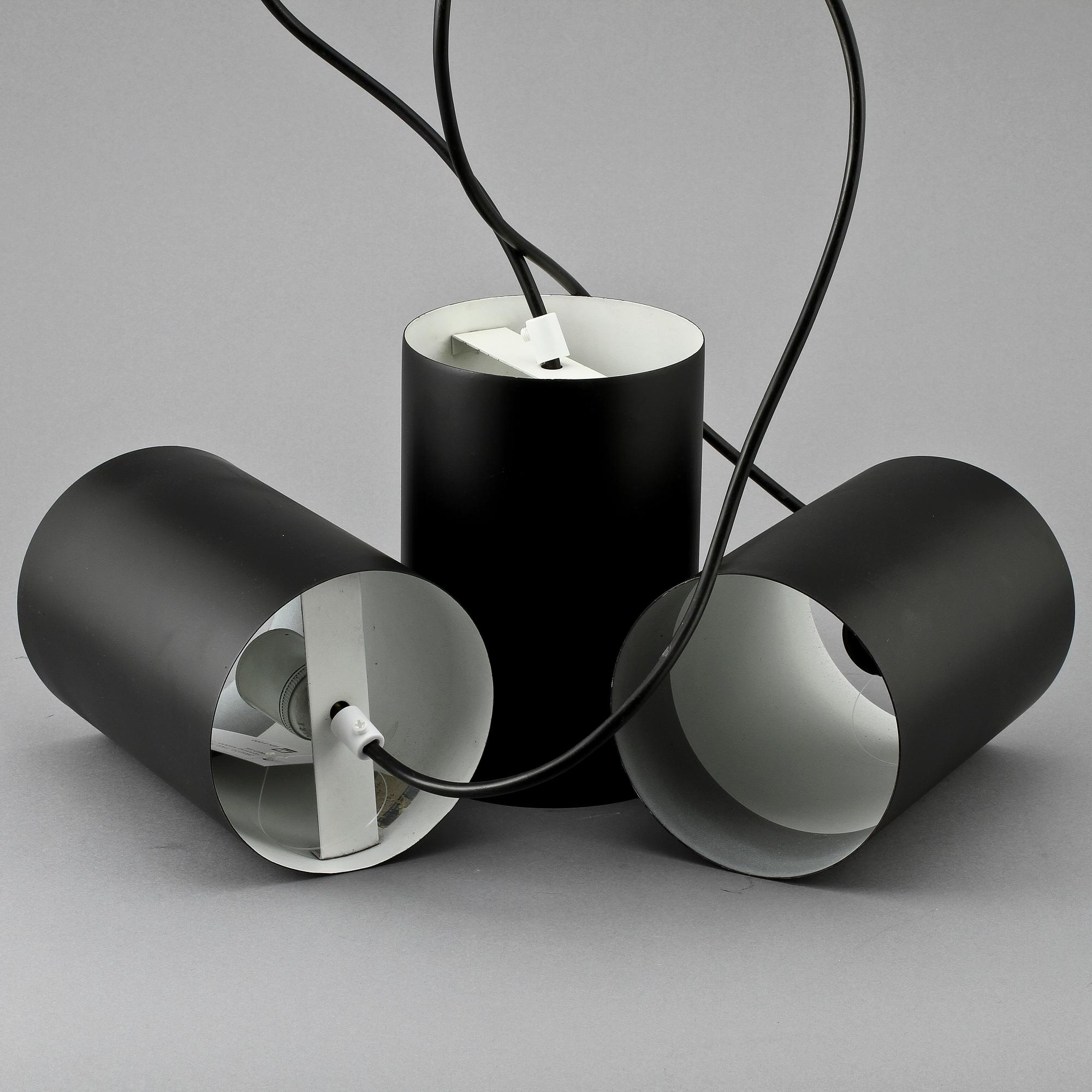 TAKLAMPOR, 3 st, "Cylinderpendel", Eila & John Meiling, Louis Poulsen, 1960-tal.