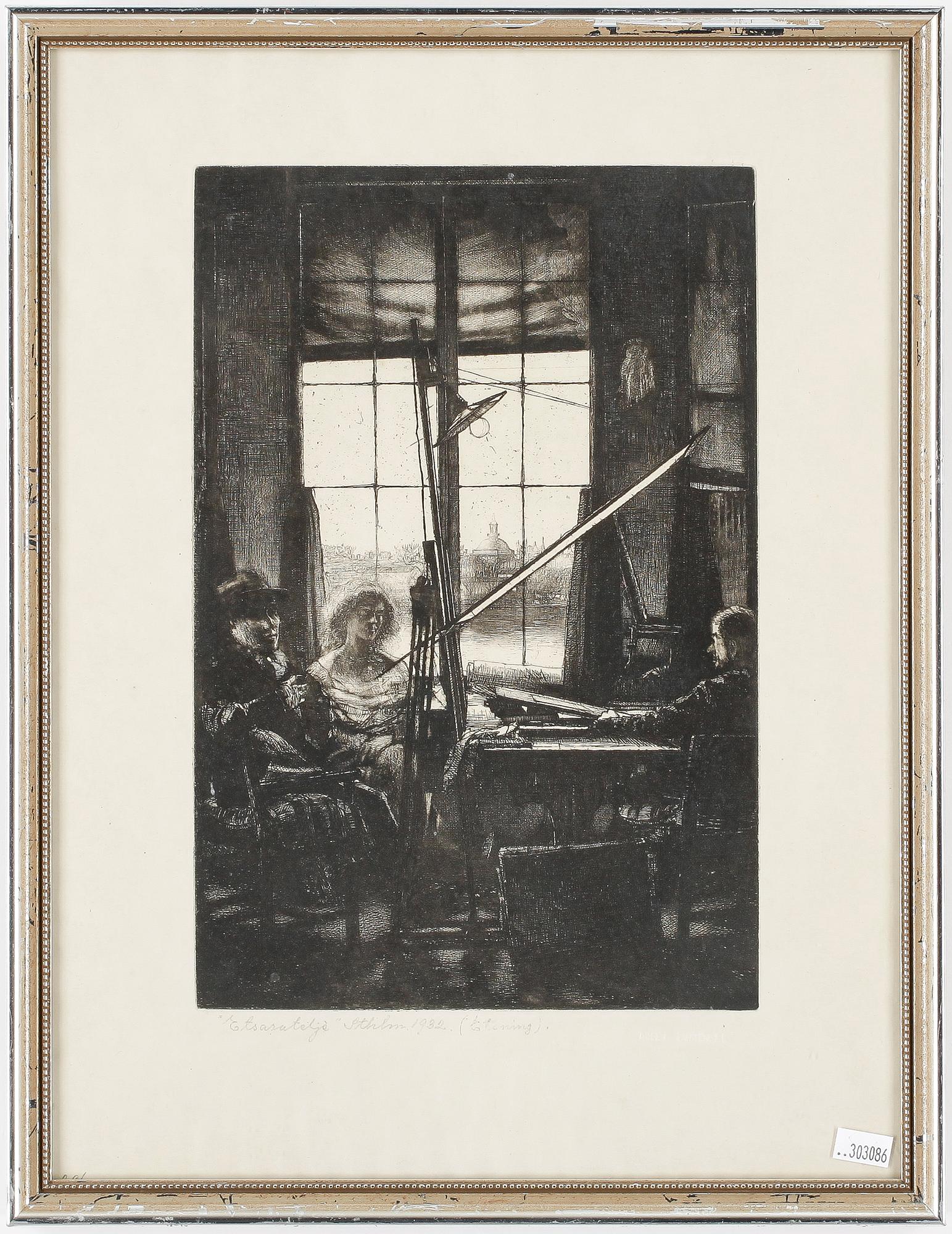 AXEL FRIDELL, etsning, utförd 1932, (Föreningen för grafisk konst 1943).