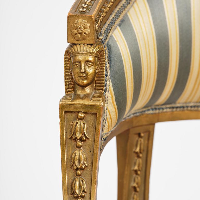 A pair of late Gustavian open armchairs attributed to E. Ståhl (master in Stockholm 1794-1820).