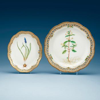 737. Two Royal Copenhagen 'Flora Danica' serving dishes, Denmark, 20th Century.