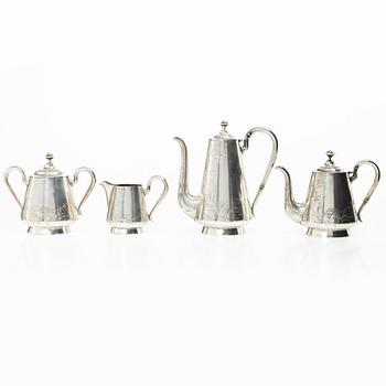 A Russian silver tea and coffee set, mark of Victor Fink, Moscow, active 1897–1917 (4 pieces).