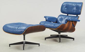 A Charles and Ray Eames 'Lounge Chair and ottoman', Herman Miller, USA.