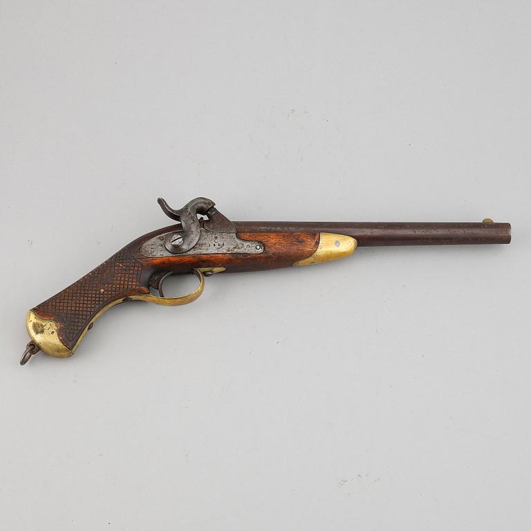 A Swedish rifled percussion pistol 1850 pattern.