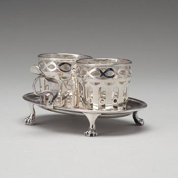A Swedish early 19th century silver cruet-set, marks of Mikael Nyberg, Stockholm 1805.