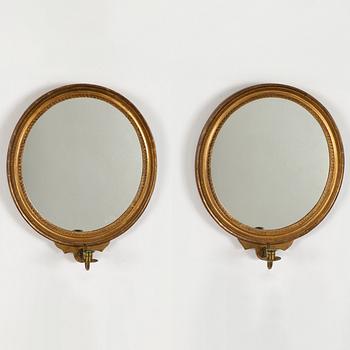 A pair of Gustavian style mirror sconces, early 20th centruy.
