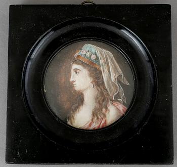 MINIATYRMÅLNINGAR, 2 st, okänd konstnär, gouache på papper, 1800-talets första hälft.